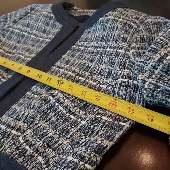 Talbots Petites Cotton/Poly Blend Tapestry 2pc Suit: Navy/Grey/Cream Tweed. NWT. - Picture 8 of 16